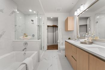 Double vanities, spacious showers and linen closets*